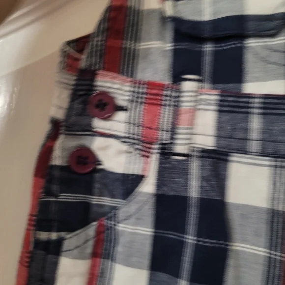 💥3/$24 Mommy&Me Red, White, And Blue Plaid Shortalls - Picture 4 of 7